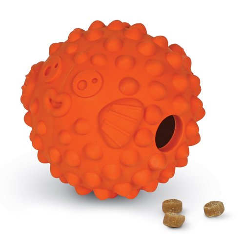Brightkins Tough & Tumble Small Pufferfish - Interactive Dog Puzzle Toy for All Breeds, Rubber Dog Toys for Aggressive Play, Dog Stocking Stuffers