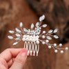 Foyte Bride Wedding Hair Comb Rhinestone Pearl Hairpiece Silver Crystal Bridal Hair Piece Bridesmaid Hair Accessories for Women and Brides