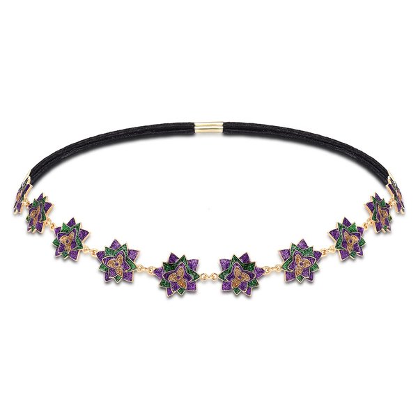 HZEYN Mardi Gras Hairband Glitter Rhinestone Mask Crown Fleur De Lis Hairband Headband Hair Barrette Mardi Gras Costume Accessories (Flower1)