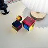 UAKZMNE Mixing Colors Cube with Display Stand Diamond Polished, Scientific and Educational Toys, Gorgeous Physics Toys Satisfying Silent Desk Toy(size40mm)