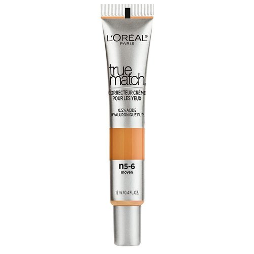 L’Oréal Paris True Match Eye Cream in a Concealer, 0.5% hyaluronic acid, Medium N5-6, 0.4 fl. oz.