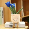 XIYUAN Succulent Plants Throw Pillow，Mushroom Plush ToyCactus Plush Plush Toy, Tulip Flower Pot Plush Toy13.7 Cute Soft Plants Throw Pillow Decoration, Stuffed Flower Pot Plushie，Potted Pillow (Blue)