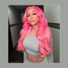Yinuozhogntian Long Wave Pastel Pink Ombre Synthetic Lace Front Wigs for Women Bright Red Pink Wig Natural Wave Glueless Heat Resistant Fiber Drag Queen Wigs