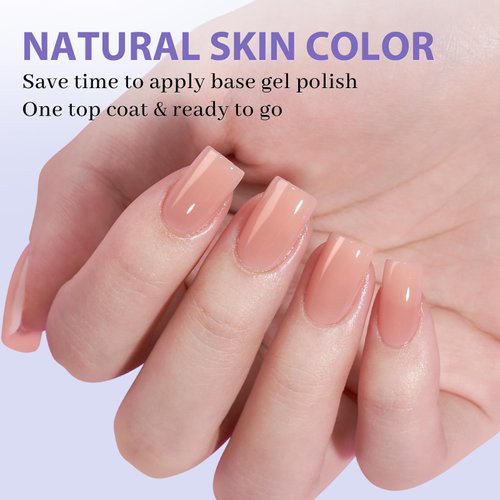 btartboxnails Short Sqaure Gel Nail Tips - Pre Colored Soft Gel Nail Tips, Nude Peach Press on Nails, Natural XCOATTIPS Pre Applied Tip Primer, Gel Nails Press on