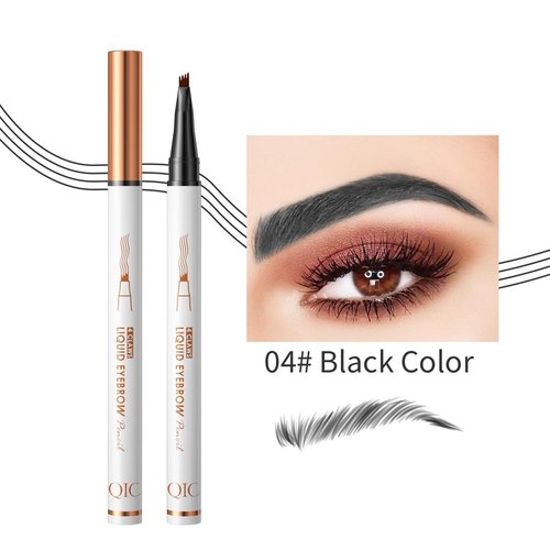 4 Tip Precision Brow Pen – Waterproof Long-Lasting Eyebrow Pencil for Natural, Defined Brows – Easy Application for All Skill Levels (04#Black)