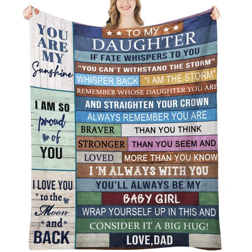 Daughter Gifts, Daughter Birthday Gifts, Daughter Blanket from Dad, Gifts for Daughter from Dad, Father Daughter Gifts, Daughter Gifts for Christmas, Graduation, to Daughter from Dad Blanket, 60"x 50"