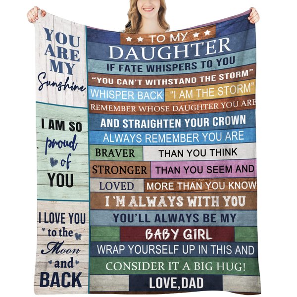Daughter Gifts, Daughter Birthday Gifts, Daughter Blanket from Dad, Gifts for Daughter from Dad, Father Daughter Gifts, Daughter Gifts for Christmas, Graduation, to Daughter from Dad Blanket, 60"x 50"