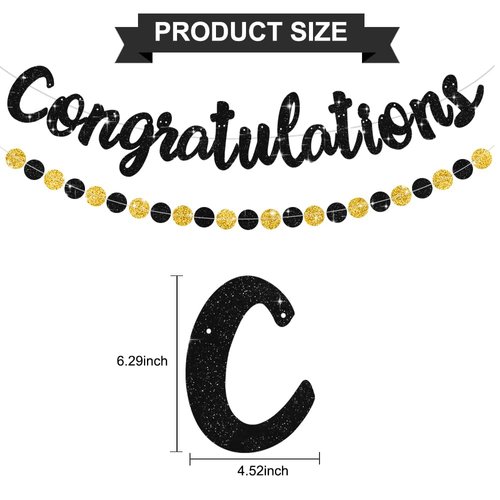 BEISHIDA Black Congratulations Banner(NO-DIY),2024 Graduation Banners, Grad Congrats Class of 2024 Party Supplies,Garland for Congratulation Graduation,Wedding,Retirement Party Decor