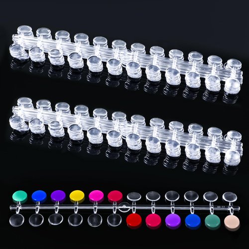 Prasacco 240Pcs Round False Nail Display Tips Clear Nail Art Color Display Chart with Adhesive St...