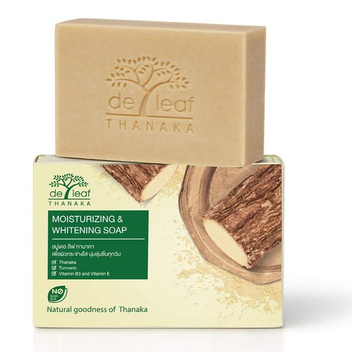 DE LEAF THANAKA Natural Moisturizing Bar Soap, Vitamin B3 E Beauty Deep Cleansing Hydration Moisturize Clean Natural Face Facial Body Skin Soap, 100g 3Pack Count Thanaka (3)