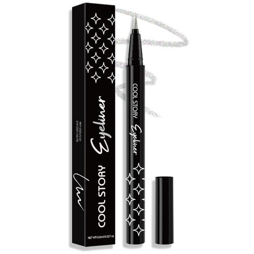 BEUKING Glitter Liquid Eyeliner, Pearlescent Sequins Diamond Ultra-Fine Tip Shining Eyeliner, Waterproof Long-Lasting Anti-Smudge, Highly Pigmented Eyeshadow Metallic Glow Sparkle Eye Makeup (1#)