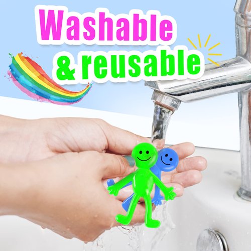 POPLAY 60PCS Smiley Face Bendable Man, Stretchy Figures Party Favors Gooey Bendy Fidget Toys for Stress Relief Goodie Bags Stocking Stuffer Piñata Fillers