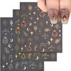 TailaiMei Valentine's Day Star Moon Nail Stickers, Self-Adhesive Golden Heart Nail Art Decals for DIY Nail Decorations (3 Sheets)