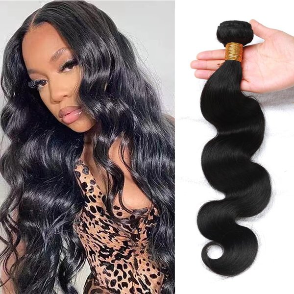 Mrladgo Human Hair Bundles Body Wave 1 Bundle 12A Unprocessed Brazilian Virgin Human Hair Body Wave Bundles 100G Natural Black Hair Extensions