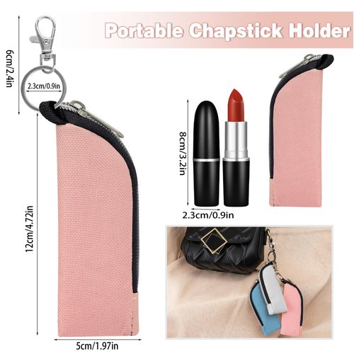 GOCOHHI Chapstick Holder, 6 Pcs Lip Balm Sleeve Pouch, Portable Lipstick Holder Bag, Clip-on Makeup Travel Accessories, Great Stuffers for Women