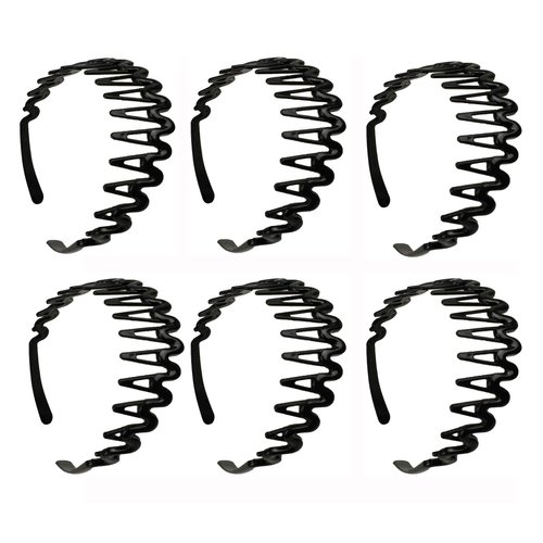 XERU 6 Black Plastic Comb Headband for Women Girls Hairband