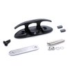 Mxeol Boat Cleat Folding Black Flip Up Cleats Dock Stainless Steel with Fasteners (Black, 4-1/2 inch 1 Piece)