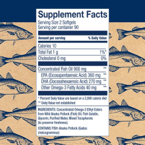 Wiley's Finest Wild Alaskan Fish Oil Easy Swallow Minis - Omega-3 Fish Oil Supplement for Adults and Kids - Double-Strength 630mg EPA and DHA Natural Supplement - 180 Mini Softgels (90 Servings)