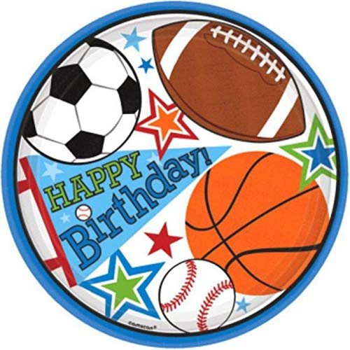 Sports Party Multicolor Paper Plates - 9" (Pack Of 8) - Perfect For Game Day, Picnics & Celebrations