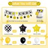 Two Cool Dude Birthday Party Decorations, Two Cool Second Birthday Banner Balloon Cake Topper for Two Year Old Happy Dude Yellow Black Lightening Checkered Party Decor