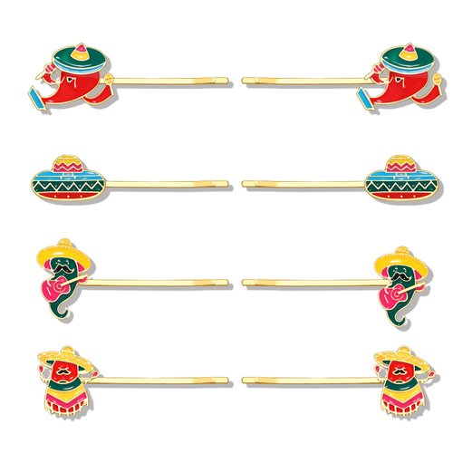 Vokone Cinco De Mayo Hair Clip Mexican Fiesta Bobby Pins for Women Sombrero Chili Hair Slide Hairpins Mexican Hair Accessories Gifts