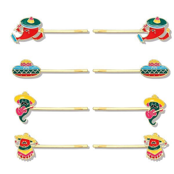 Vokone Cinco De Mayo Hair Clip Mexican Fiesta Bobby Pins for Women Sombrero Chili Hair Slide Hairpins Mexican Hair Accessories Gifts