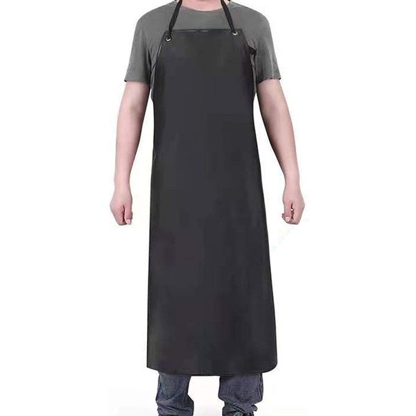 PUPOPIK Waterproof Rubber Vinyl Apron 40" -Stay Dry - Chemical Work Apron Durable with Adjustable Apron for Dishwashing (BLACK-1PACK)