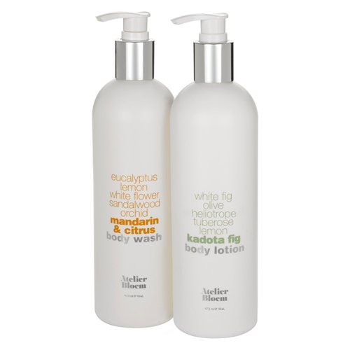 Atelier Bloem Body Care Set with Mandarin & Citrus Body Wash and Kadota Fig Body Lotion - Kimpton Hotel Collection - 16 oz. Bottles