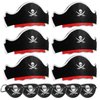 Legigo 12 Pcs Pirate Hat Classic Costume Cap Skull Print Eye Mask-6 Pcs Pirate Captain Hat & Pirate Eye Patch for Pirate Party Cosplay, Funny Party Hat for Caribbean Fancy Dress, Halloween Decorations