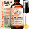 SELFWISE Organic Castor Oil Face Moisturizer for Eyelashes, Eyebrows, Wrinkles with Jojoba, Rosehip, Grapeseed, Squalane, Palmarosa, Bergamot, and Vitamin E, Skin Care for Oily, Dry Skin, 2oz