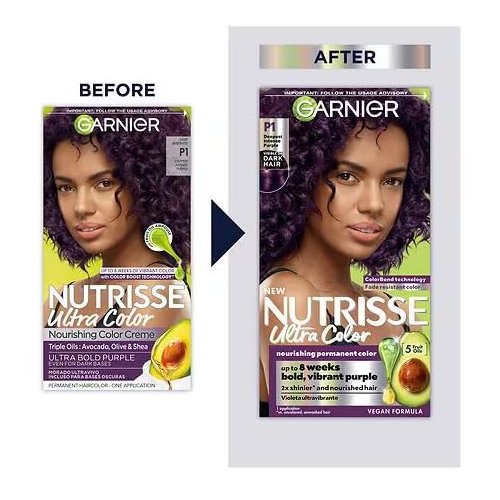 Garnier Nourishing Hair Color Creme, P1 Deepest Intense Purple, 2 Pack
