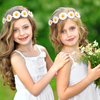 8 Pieces Sunflower Crown Hair Wreath Daisy Flower Headbands Hippie Headbands Adjustable Floral Bridal Headpiece for Hippie Party Wedding Festivals Photo Props (White, Yellow)