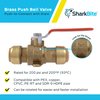 SharkBite 3/4 Inch Ball Valve with Drain Vent and Mounting Bracket, Push to Connect Brass Plumbing Fitting, PEX Pipe, Copper, CPVC, PE-RT, HDPE, 24616-0000LFA