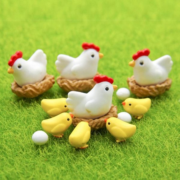 Pxiryanlow 12Pcs White Miniature Hen Chicken Family Egg Statue Figurine Garden Decor Ornaments Outdoor Statues Garden Sculptures