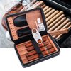 Time C Club 4-Finger Portable Black Weave Texture Travel Leather Cigar Case, Cigar Cutter, Cigar Humidor with and Humidifier, Groomsmen Gift, Birthday Gift
