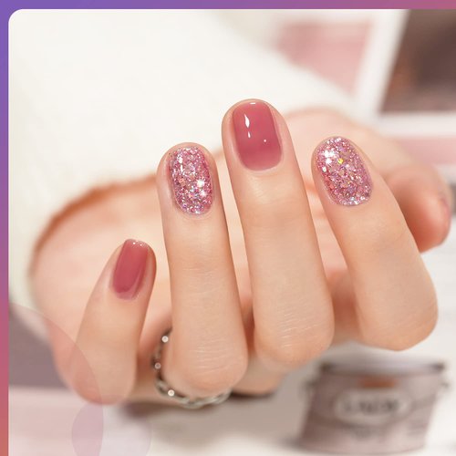 GAOY Glitter Gel Nail Polish Set for Christmas Nails 6 Colors Including Pink White Gold Purple Gel Nail Kit for Nail Art DIY Manicure and Pedicure at Home