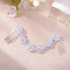 Foyte Crystal Wedding Hair Comb Leaf Headpiece Silver Rhinestone Hair Piece Bride Side Combs Hair Accessories for Women