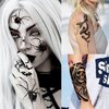 61 Sheets Halloween Temporary Tattoos for Men Women Adults, 12 Sheets Skeleton Death Skull Demon Devil Half Arm Sleeve Fake Tattoo Stickers, 49 Sheets Spider Web Bat Snake Vampire Scar Face Tattoos