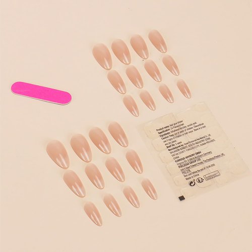 24Pcs Nude Gradient French Tip Press on Nails Medium Length Almond Shaped Artificial Acrylic Fake Nails TBRZTR Full Cover Reusable Glossy Nature French Coffin False Nails Glue on Nails for Women