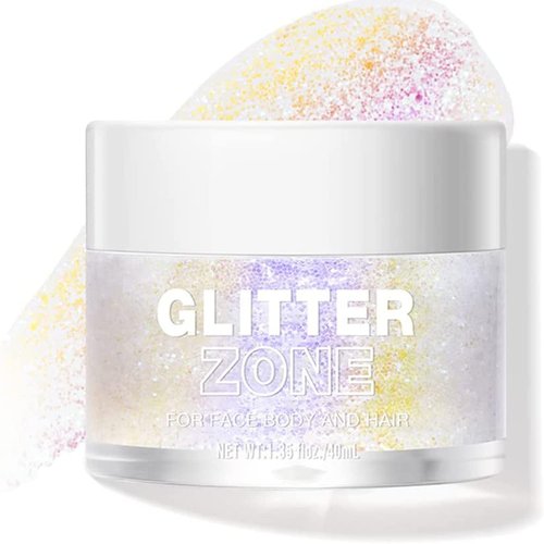 MAEPEOR Holographic Body Glitter Gel 4 Colors Long Lasting Chunky Glitter Gel Color Changing Glitter Gel Under Light for Body Face Hair Makeup (Colors L03)