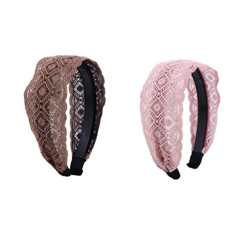 2Pcs Elegant Wide Headbands for Women Girl, Embroidery Wide Hairband Hair Hoop for Daily Wear