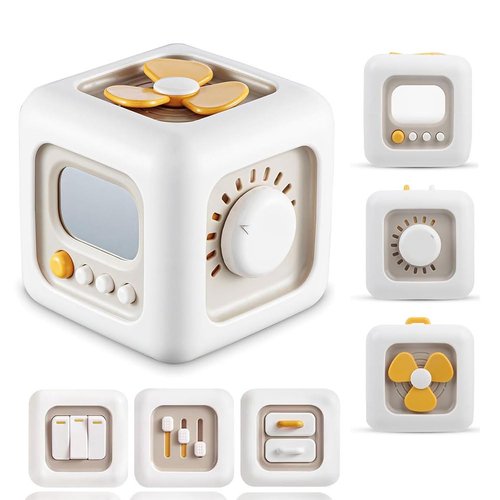 JWISLAND 6 in 1 Busy Cube Toys for 1 Year Old Boy, Busy Learners Activity Cube for Toddlers 1-3, Car Travel Sensory Toys for Fine Motor Skills, Birthday Gift for Boys and Girls