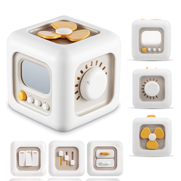 JWISLAND 6 in 1 Busy Cube Toys for 1 Year Old Boy, Busy Learners Activity Cube for Toddlers 1-3, Car Travel Sensory Toys for Fine Motor Skills, Birthday Gift for Boys and Girls