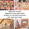 Wiooffen 80Pcs Christmas Peppermint Candy Paper Plates Party Supplies Decorations Candy Mint for Happy New Year Holiday Xmas Peppermint Party Supplies Red and White Striped Disposable Paper Tableware