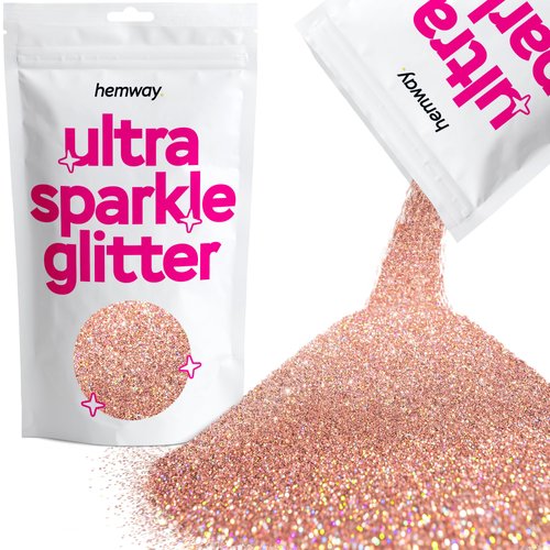 Hemway Premium Multi Purpose Glitter Dust Powder 100g / 3.5oz Arts & Crafts Wine Glass Decoration Weddings Cards Flowers Cosmetic Face Eye Body Nails Skin Hair (Rose Gold Holographic)