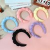RAISEY 10 Pcs Spa Headband Bulk, Women Makeup Headband Sponge Headbands for Washing Face, Face Wash Headband Puffy Hair Band for Girls, Terry Cloth, Multicolor (10 Pack)