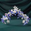 Kilshye Blue Crystal Tiaras and Crowns Silver Leaf Wedding Headband Rhinestone Bridal Headpiece for Women
