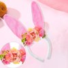 QDTK Easter Bunny Ears Headband Cute Spring Flower Crown Head Band Floral Rabbit Fairy Headpiece for Easter Birthday Party for Women and Girls