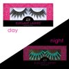 Spiky Long Glow-in-the-Dark Black & White Costume False Eyelashes for Drag Queen Halloween Dance Rave (1 pair, G201 (drag lash))