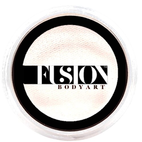 Fusion Body Art Pro Face Paint | Pearl Fairy White (25gm), Professional Quality Water Activated Shimmery Face and Body Paint Supplies Single Metallic Makeup Cake Hypoallergenic, Non-Toxic, Safe
